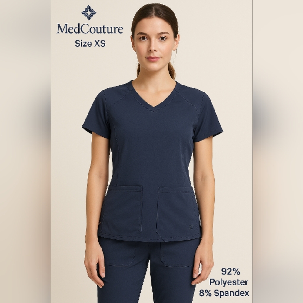 Medcouture Women's Navy Blue Top Blouse Size XS